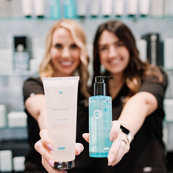 Bowtie Babes Chasity and Bailey sharing their favorite SkinCeuticals medical-grade skincare products